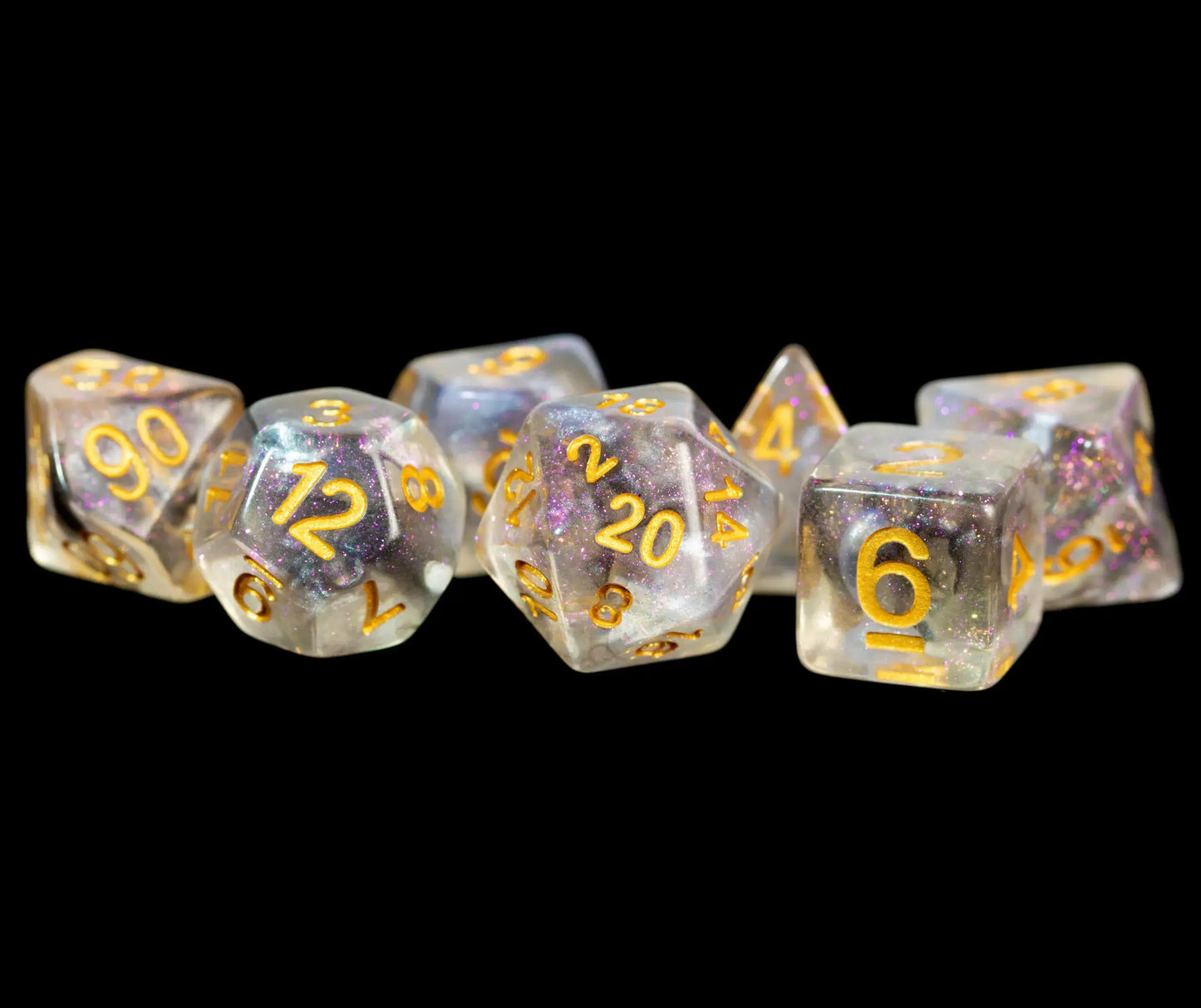 Set of 7 Resin Dice for D&D: Purple Haze