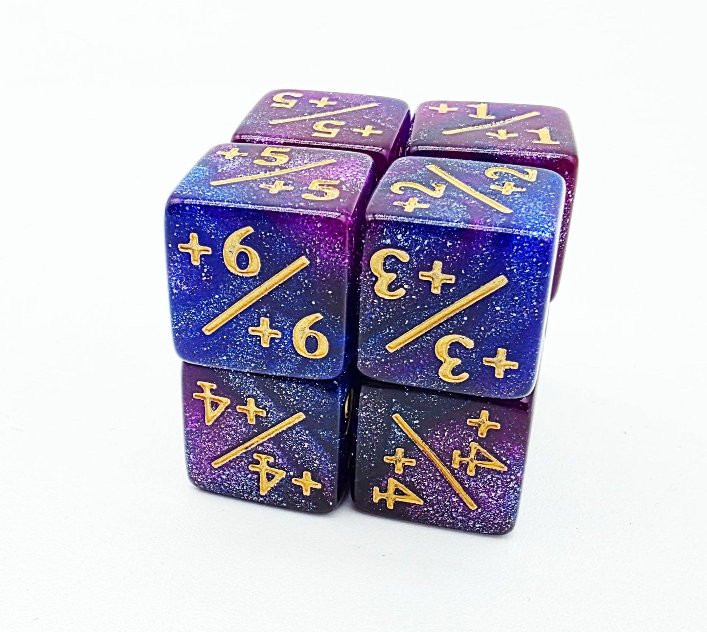 +1/+1 Dark Blue & Purple Glitter Counters for Magic - set of 8