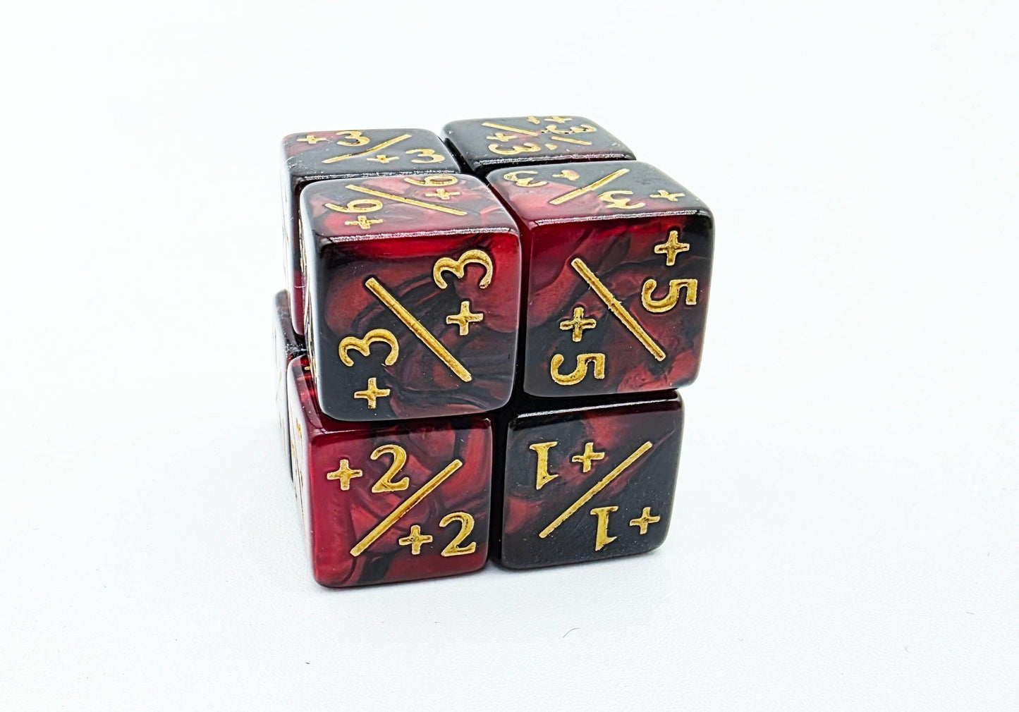 +1/+1 Red & Black Counters for Magic - set of 8