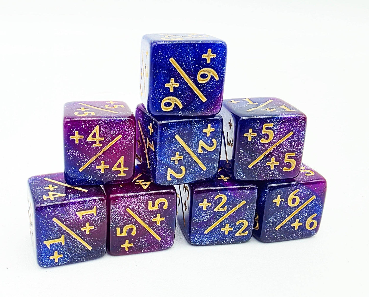 +1/+1 Dark Blue & Purple Glitter Counters for Magic - set of 8