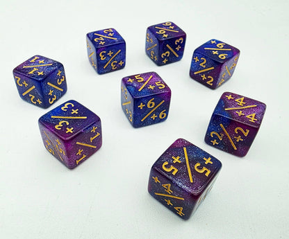 +1/+1 Dark Blue & Purple Glitter Counters for Magic - set of 8
