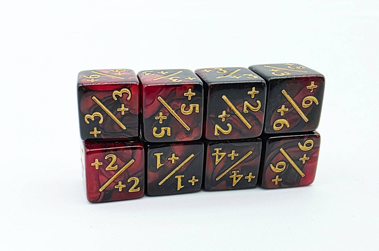+1/+1 Red & Black Counters for Magic - set of 8
